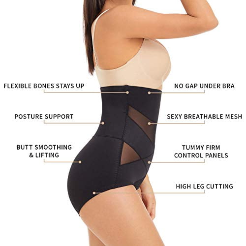 Shapewear for Women Tummy Control - Body Shaper Slimming Spanks Black 