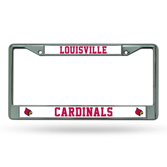 Louisville NCAA - 12" x 6" Standard Size - Chrome Metal License Plate Frame