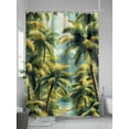thumbnail image 5 of Fsddascl Summer Palm Trees Shower Curtain Set - 60" x 72" Washable Bathtub Curtain with 12 Hooks, Watercolor Green Nature Forest Waterproof Fabric Stall Shower Curtains for Bathroom/Bathtub Décor, 5 of 6