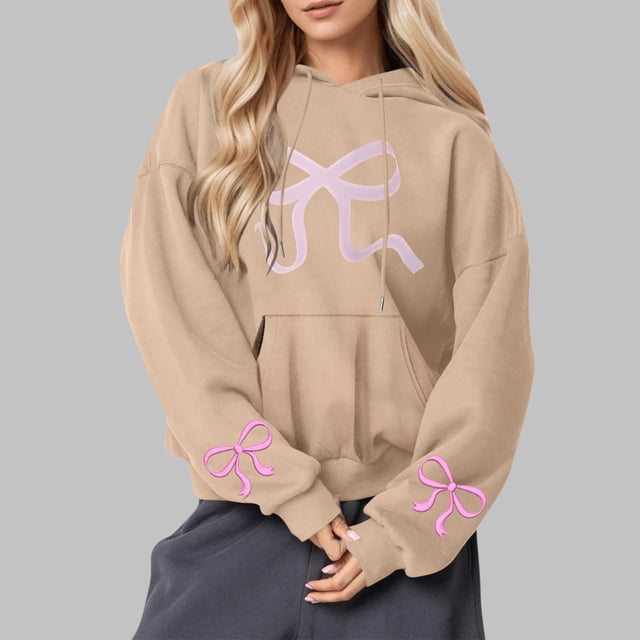 Amzcrzy Chandails à Capuchon pour Femmes Chandails Décontractés Imprimés à Col Rond à Manches Longues Amples Chandails à Capuchon Chemises à Manches Longues pour Femmes Chandail à Capuchon à Enfiler Chandails pour Femmes Graphique m