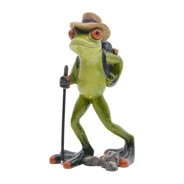 Estatua de rana, figura de animal, regalo decorativo, adorno de obra de arte verde coleccionable Mochila