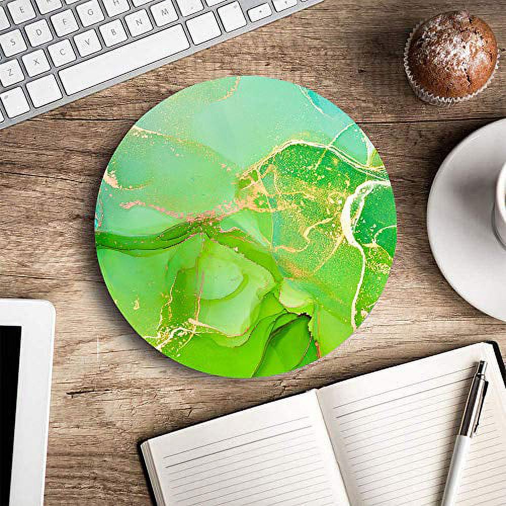 Round Mouse Pad, Green Marble Mouse Pad, Gaming Mouse Mat, Non-Slip Rubber Base Portable Mousepad, Circular Waterproof Mouse Pad, Small Size for Office Home Travel 7.9 x 0.12 Inch - image 5 of 7