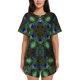 thumbnail image 1 of Fotbe Peacock Feathers Conjunto de Pijama Estampado para Mujer, 2 Piezas, Ropa de Dormir con Camiseta de Manga Corta y Shorts Suaves-X-Large, 1 of 6
