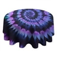 thumbnail image 4 of Blue Purple Tie Dye Pattern Round Tablecloth 60"x60",Wrinkle Wipeable Table Cloth for Kitchen Dining Room Picnic Patio Party, 4 of 6