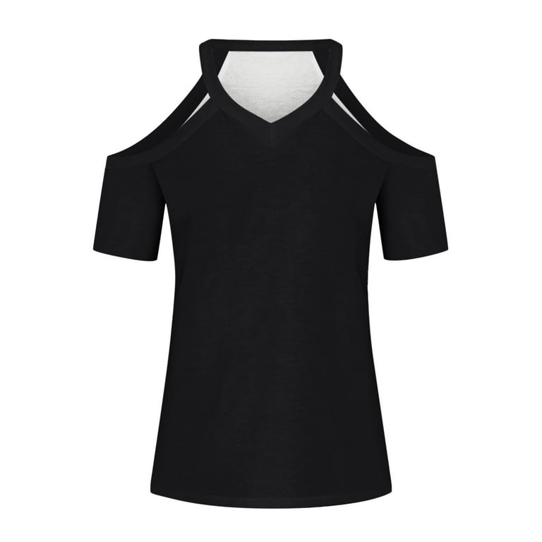 Oalirro Womens Sexy Cold Shoulder Tops, Casual Off Shoulder Short