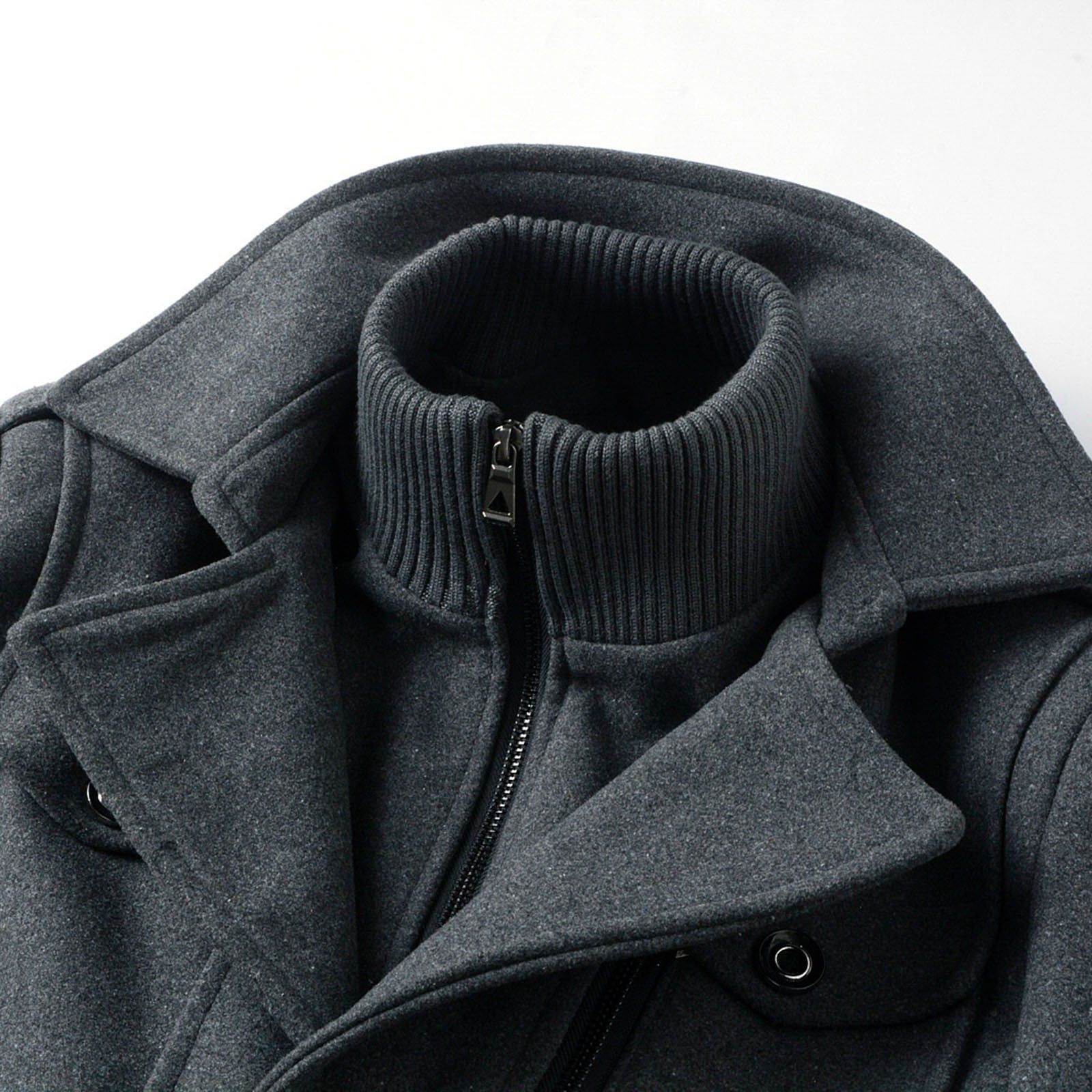 AWZXDE Men's Anoraks Woolen Coat Thickened Mid-length Zipper