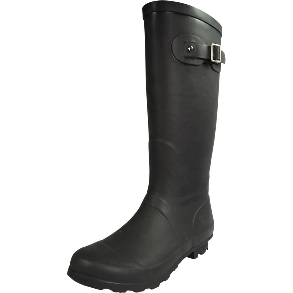 short matte black rain boots