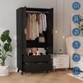 thumbnail image 3 of Garvee 71" Armoire Wardrobe Closet, Modern Wooden Bedroom Armoire with 2 Drawers & 2 Doors and Adjustable Shelves，Clothing Storag, 3 of 8