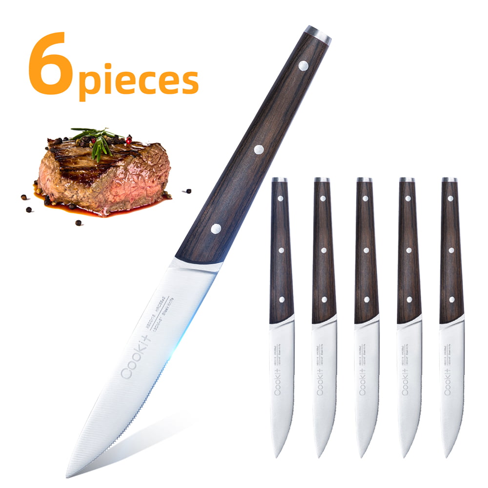 6pcs Black Steak Knives Forks Laguiole Style Dinnerware Wood Cutlery Giftbox NEW 