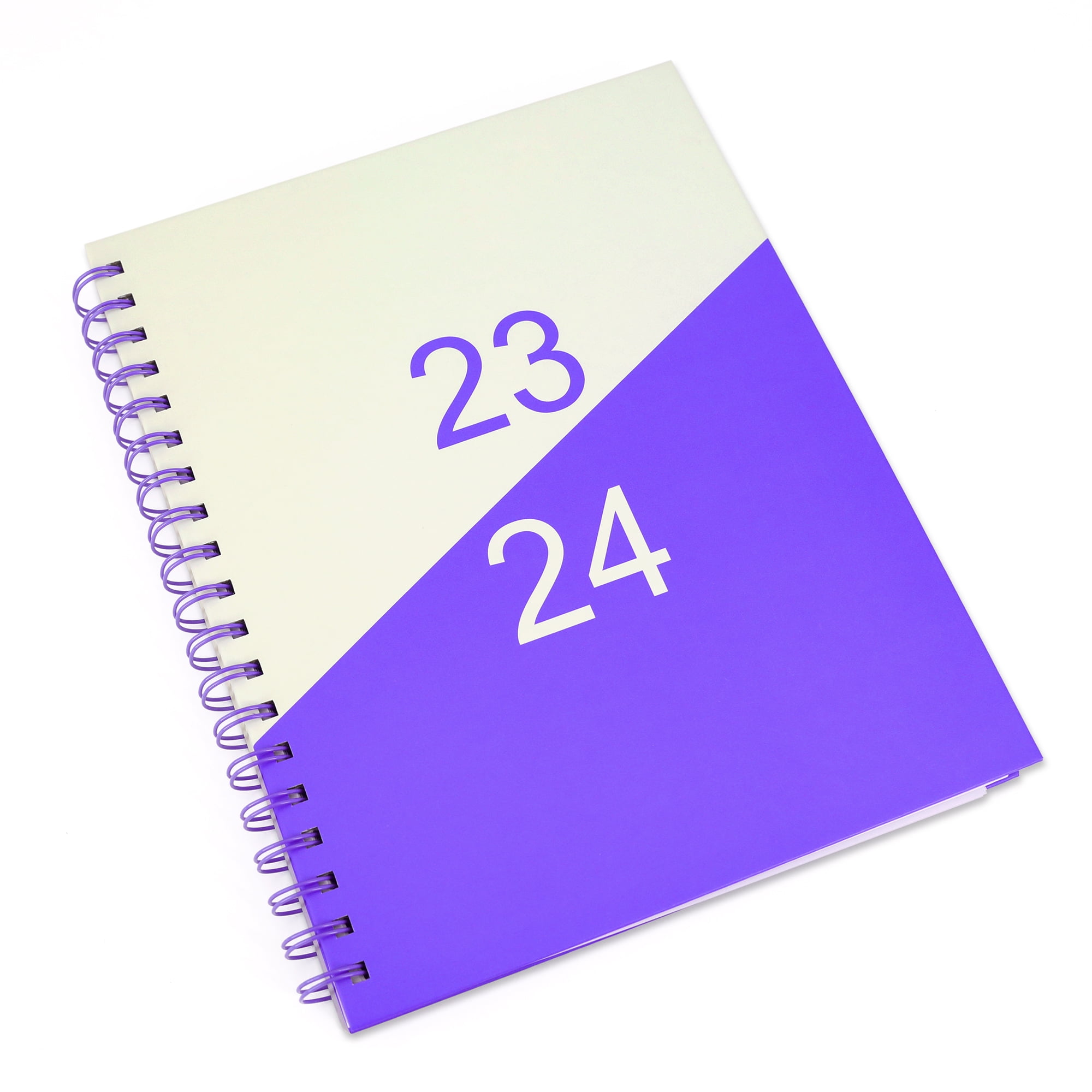 Pen + Gear Large Weekly/Monthly Planner,  Purple & Cream Color, Hardback Cover, Twin Wire Bound