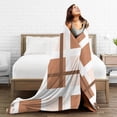 thumbnail image 5 of Brown Geometric Fabric Texture Throw Blanket,Super Soft Anti-Pilling Flannel Bed Blankets, 80"x60", 5 of 8