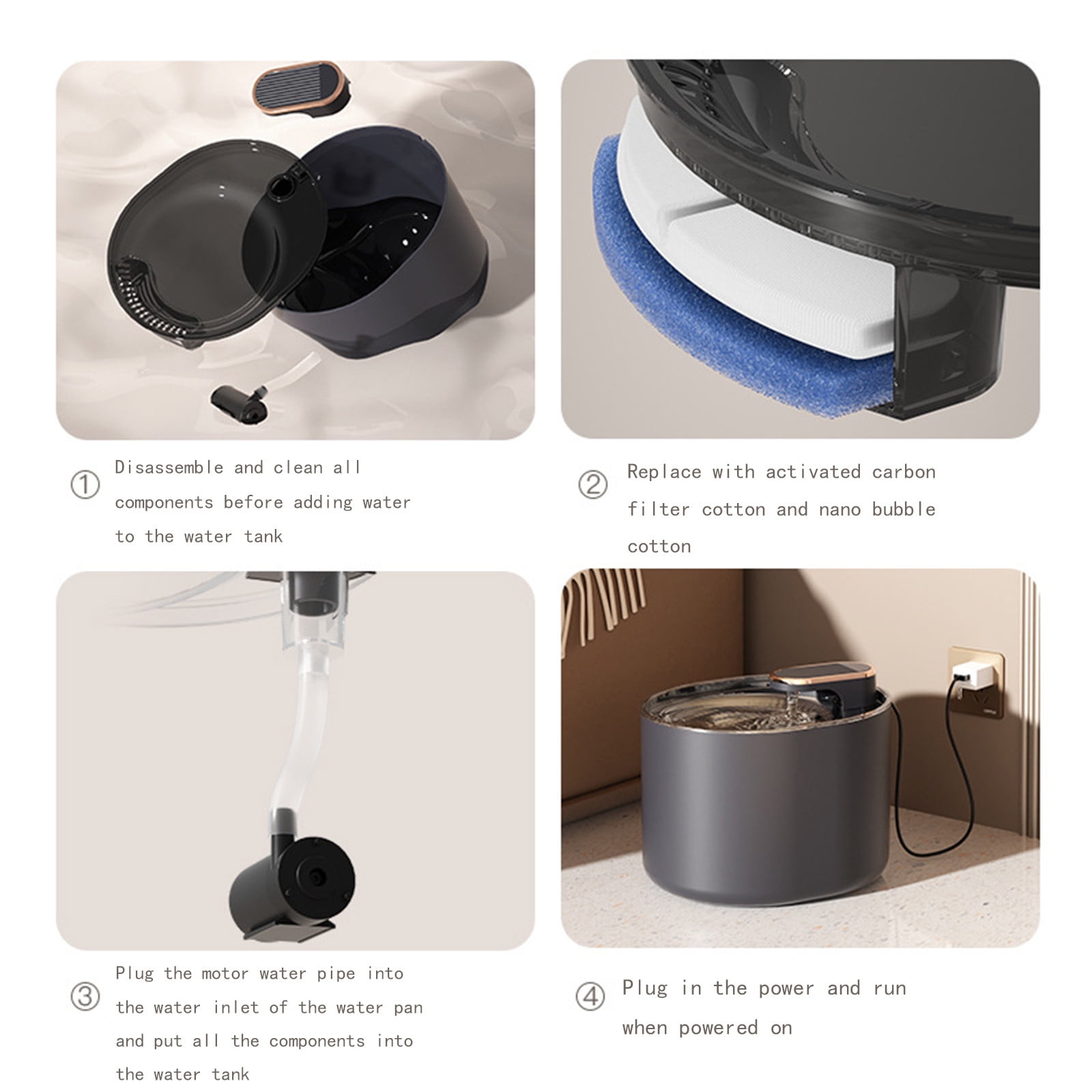 TaTaai 2Pcs Cat Water Fountain Wireless Cordless, Pet Water Fountain, Automatic Fresh Water Circulation, Cat Fountain Rechargeable Water Fountains for Cats Dogs - 3L/105oz