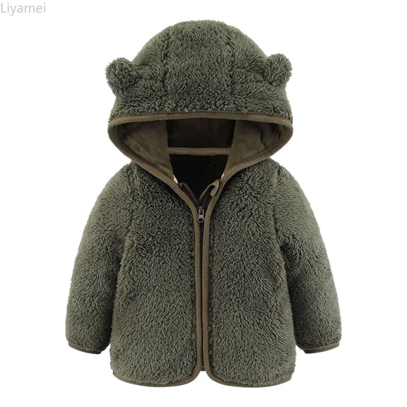 Liyamei Baby Girls Boys Jacket Bear Ears Hooded Outerwear Zipper Warm Winter Coat Boys Jackets Size 6-12 Months
