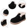 thumbnail image 6 of Rokment Winter Snow Boots for Women 2025 Fashion Casual Suede Buckles Comfortable Fleece Lined Warm Flat Slip on Loafers Walking Ankle Booties Black Size 6, 6 of 8