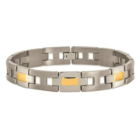 Mens Chisel Bracelet in Titanium with 24K Gold (9 Inch)