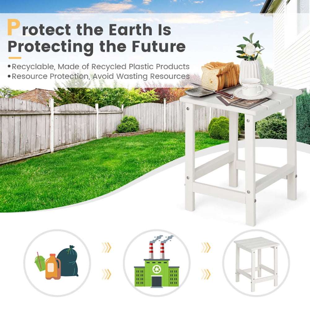 Aimee Lii 14 Inch Square Weather-Resistant Side Table, Outdoor Patio Furniture, White