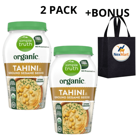 Simple Truth Organic Tahini Ground Sesame Seeds Stone Ground No Preservatives Non-GMO 12 Oz , 2 Pack