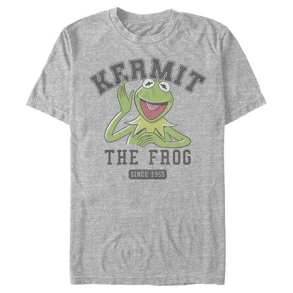 Men's The Muppets Kermit 1955 Collegiate Graphic Tee Athletic Heather Medium