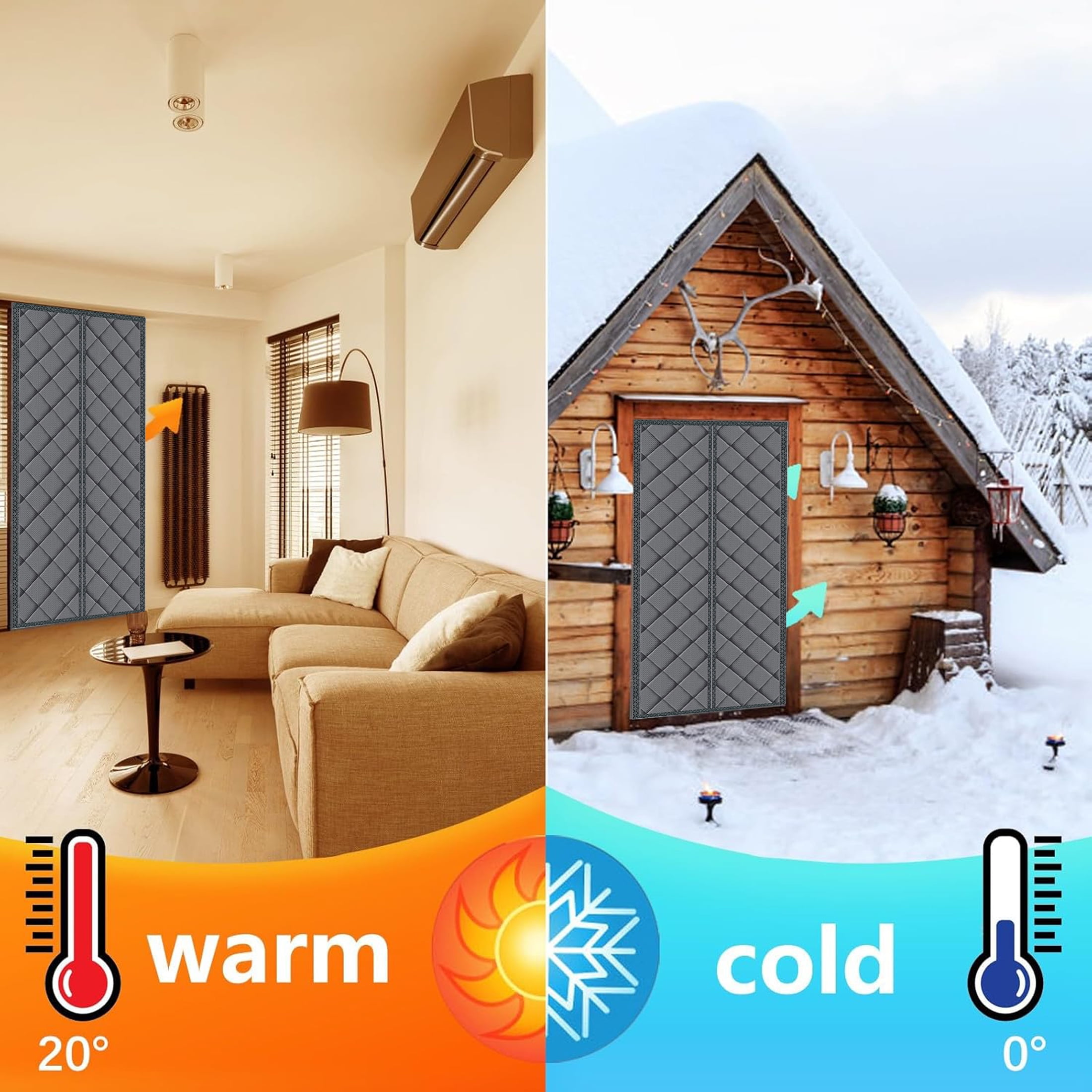 AuraLane Magnetic Thermal Insulated Door Curtain for 36"x80",Thickened Nylon Cotton for Exterior Doors and Storm Doors,Coffe