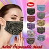 YZHM 50PCS Adult's Mask Paisley Print Disposable Face Mask Industrial 3Ply Ear Loop