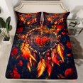 thumbnail image 2 of Draps Attrape-Rêves Cœur, Ensemble de Literie Joyeuse Saint-Valentin pour Enfants Filles Femmes, Ensemble de Draps Romantique Rétro Rose Rouge Dégradé Plume avec Drap Plat, Drap-Housse, 2 Taies d'Oreiller Format Grand 4 Pcs, 2 of 5