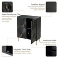 thumbnail image 3 of COZAYH Farmhouse 2 Door Embossed Storage Cabinet with Ring Motif, Distressed Boho Storage Buffet Cabinet for Bedroom, Living Room, French Country, Black & Gold, 3 of 7