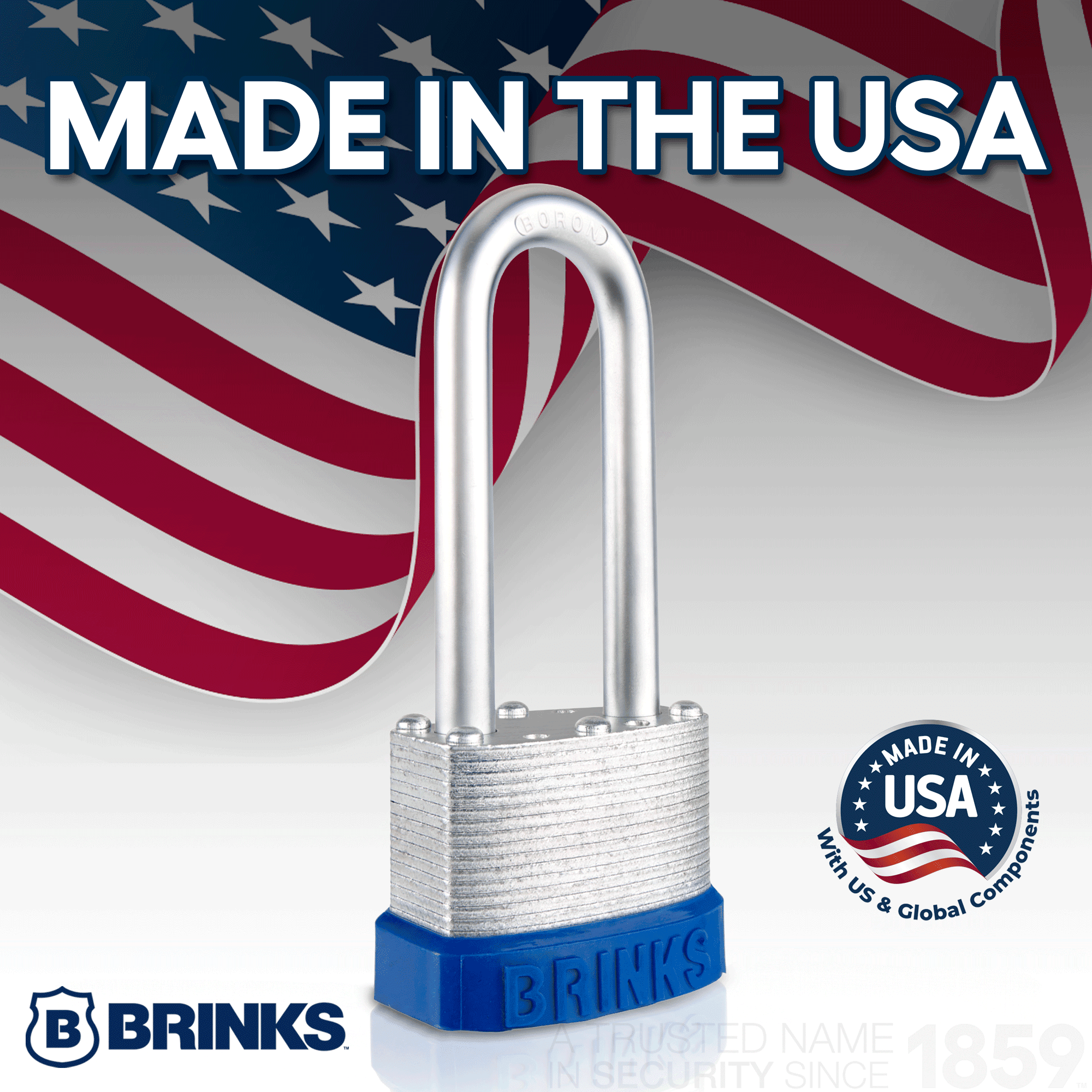 (6 pack) Brinks 44mm Laminated Steel Padlock with 2.5in Shackle