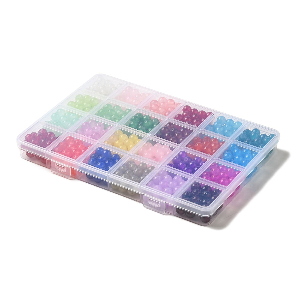 1 Box 600Pcs 24 Colors Baking Painted Imitation Jade Glass Round Beads Mixed Color 8.5~9mm Hole: 1.5mm about 25pcs/colorDIY