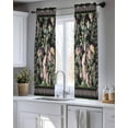 thumbnail image 5 of Black Spring Floral Sheer Curtains 45 Inch Length 2 Panels Set for Living Room/Bedroom, Elegant Pastoral Flowers Birds Watercolor Kitchen Curtains Grommet Curtains Window Treatments 42"x45"x2, 5 of 7