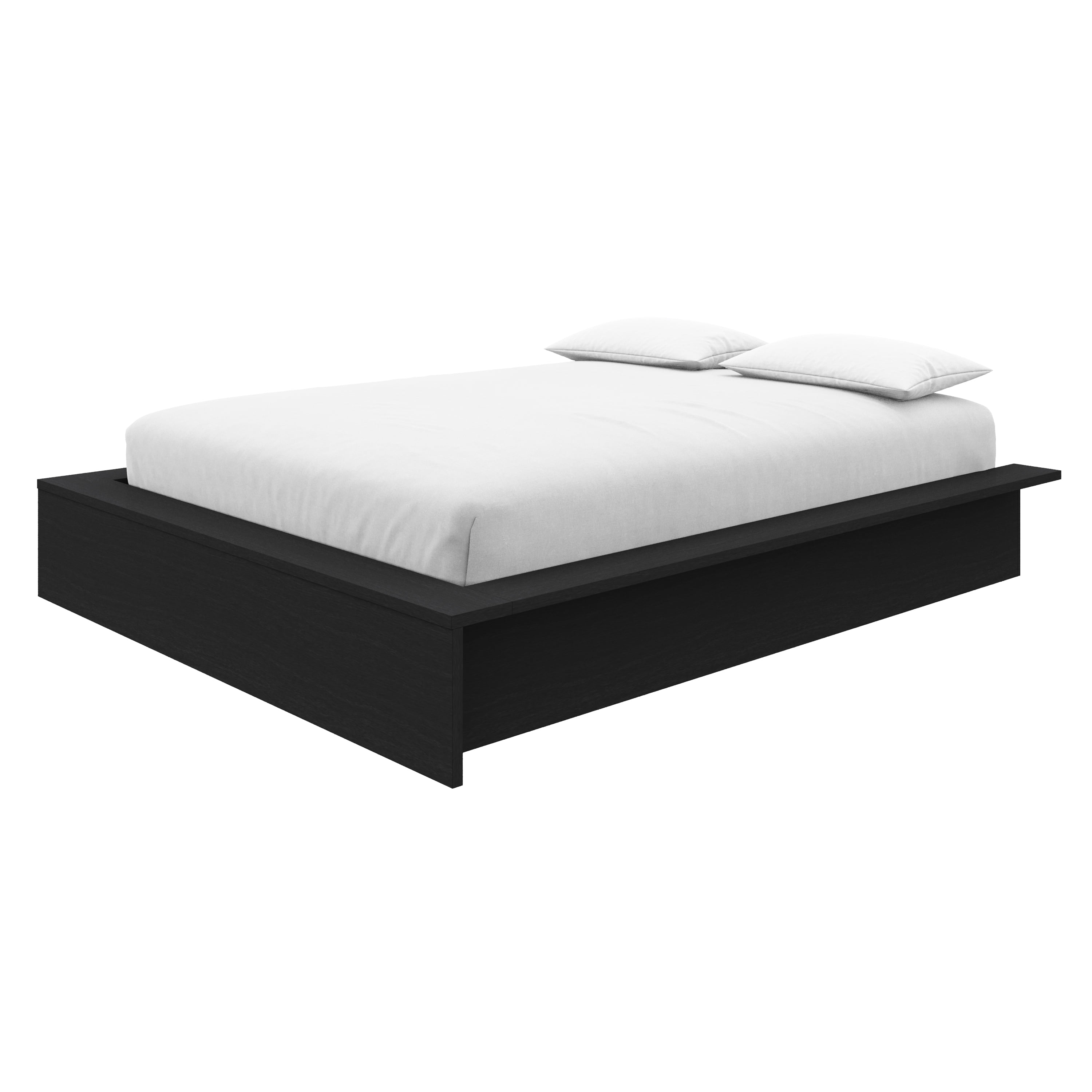 Nexera James Queen Size Platform Wood Bed Frame, Black Oak