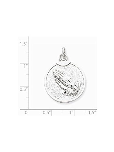 .925 Sterling Silver Praying Hands Reversible with The Lords Prayer Medal Charm Pendant 