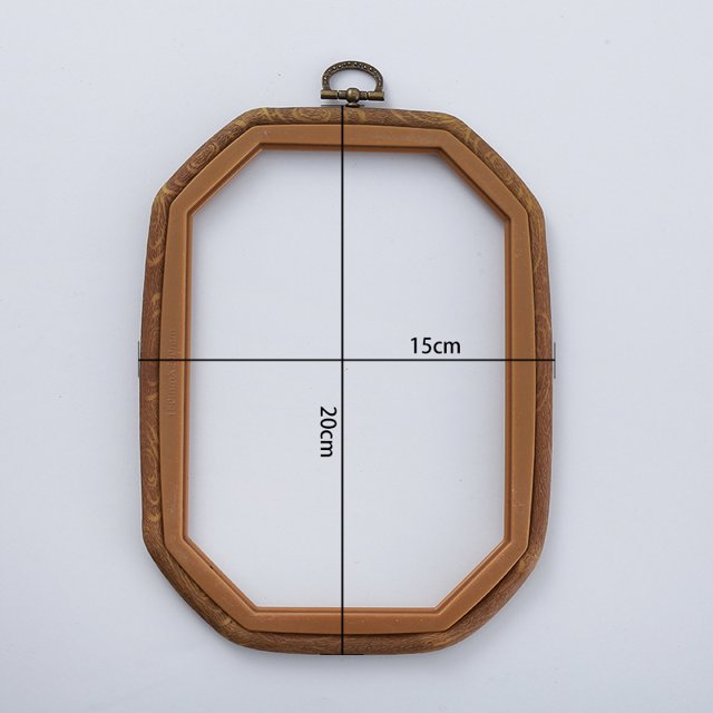 Juego de aro de punto de cruz decorativo redondo, ovalado, de diferentes tamaños, marco de bordado de madera imitada, adorno artístico colgante circular
