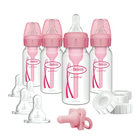 UPC: 0072239315347 | Dr. Brown’s Natural Flow Anti-Colic Options+ Narrow Breast to Bottle Pump & Store Feeding Set Pink