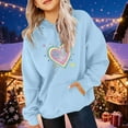 thumbnail image 4 of WQNVRNR Kids Valentine's Day Hoodie- Long Sleeve Casual Heart Fleece-Lined Sweatshirt with Pocket Light Blue Size 8, 4 of 6