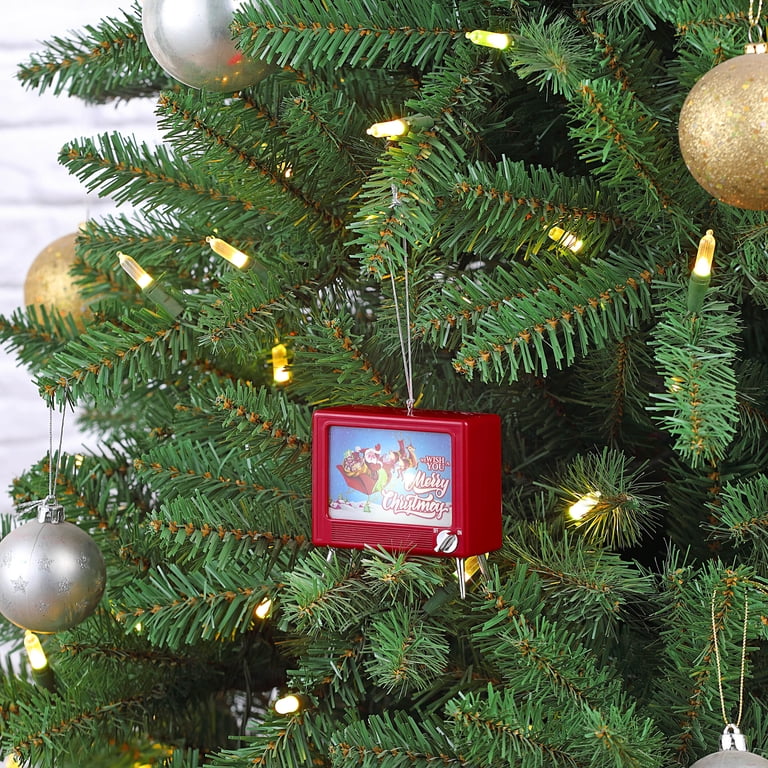 Mr. Christmas Musical LED TV Ornament, Retro Red, 3.75 Inch