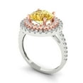 thumbnail image 2 of 2.6 ct Round Cut Yellow Moissanite with Simulated Diamond Halo Accents 18K White/Rose Gold Womens Engagement Ring, 2 of 6