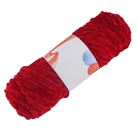 AYktou Fluffy Velvet Chenille Chunky Yarn, Handcrafts Knitting Soft Chenille Yarn Crocheting DIY Workmanship Yarn Used for Making Blanket Hats Clothes Scarve Doll Crochet Hooks Crafts, Red 131 Yard