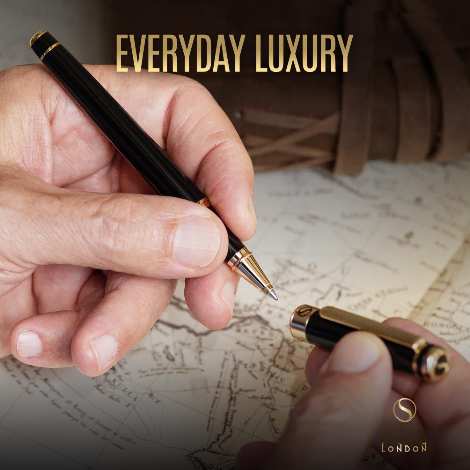 Personalized Black Rollerball Pen - Stunning Luxury  Jet Lacquer & Real Schmidt Ink Refill Engraved Roller Ball Gift For Men Women Custom Name Engraving