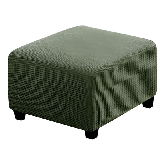 AUQ 2026 New Square Ottoman Covers Ottoman Slipcovers Folding Storage Stool Furniture Protector Form Fit with Elastic Bottom,Stretch High Spandex Small Checks Jacquard Fabric Army Green Xl 35\
