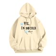 thumbnail image 5 of XAOFW Letter Print Pullover Hoodies For Women Long Sleeve Casual Hooded Sweatshirt Oversized Soft Cozy Streetwear Breathable Tops L, 5 of 5
