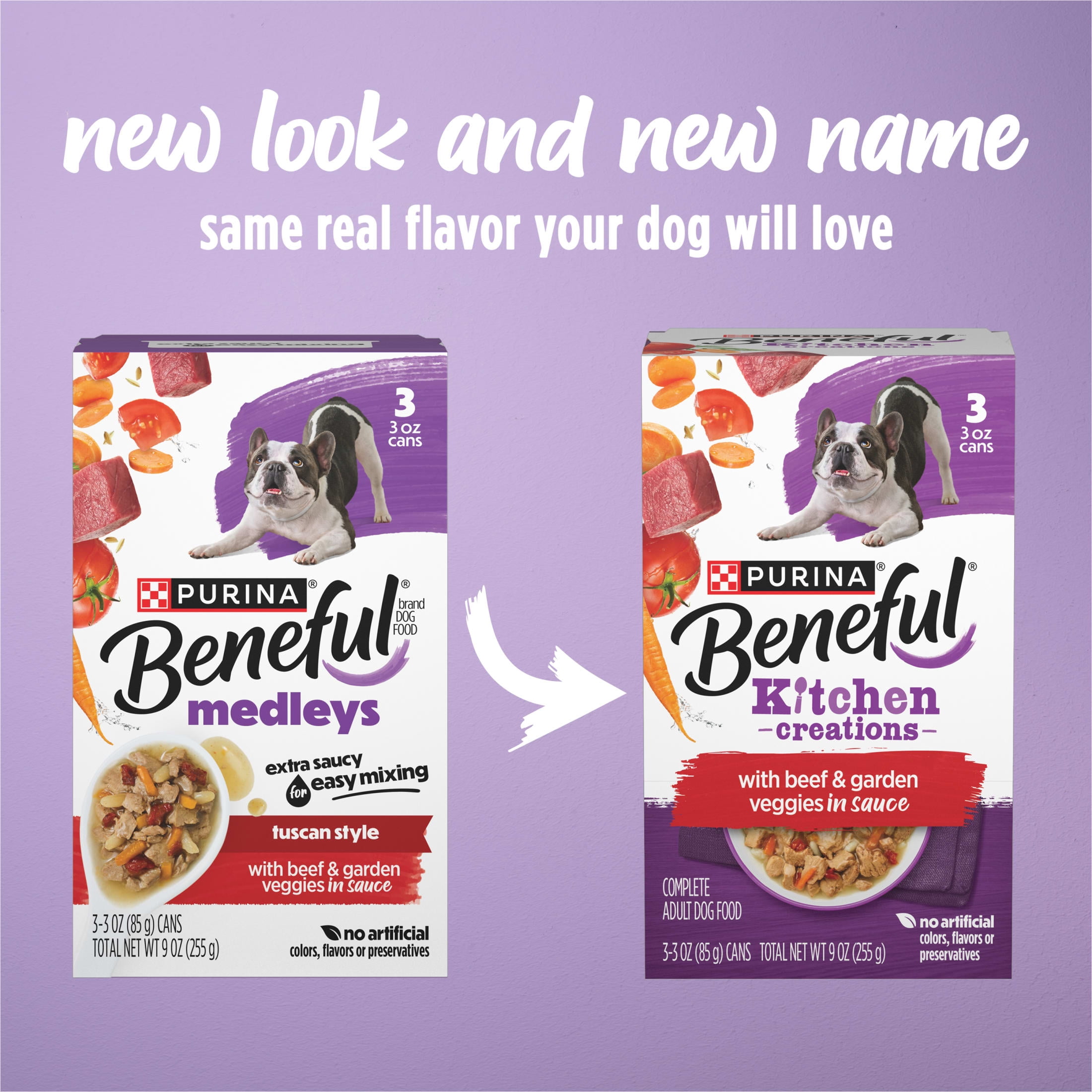 (4 pack) Purina Beneful Kitchen Creations With Beef and Garden Veggies in Sauce Wet Dog Food, 3 oz, 8 Pack