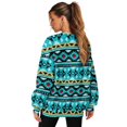 thumbnail image 6 of SCRAWLGOD American Tribal Blue Black Crewneck Fall Sweatshirts for Women Trendy Women's Long Sleeve Pullover Tops with Pockets Stylish for Daily Wear, Spots, Office, S, 6 of 7
