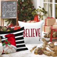 thumbnail image 5 of Winter Merry Christmas Throw Pillow Covers 22x22 Set of 4, Decorative Red and Black Snowman Gnome 22 inch Holiday Cushion Cases Home Outside Porch Decor Decoration, 5 of 6