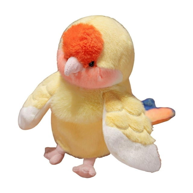 Marionetas de mano de loro, peluche de loro, juguete de pájaro suave para enseñar Amarillo
