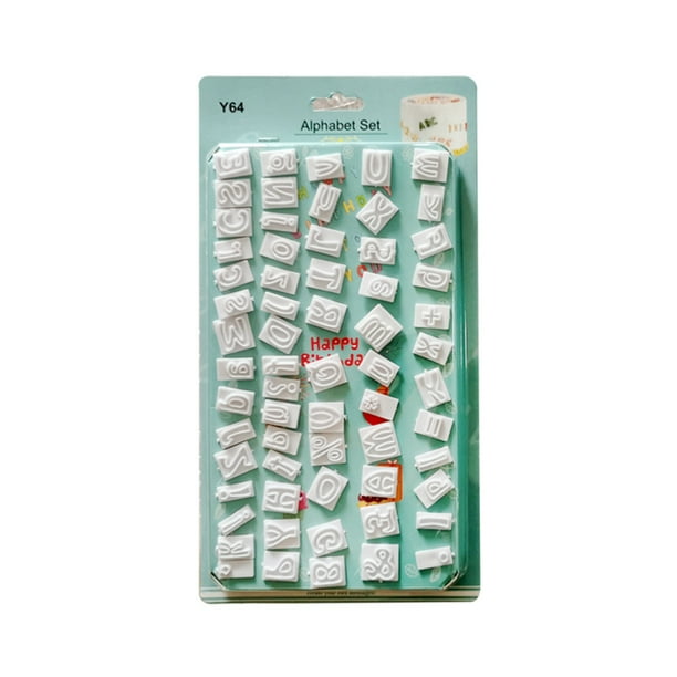 Inteprter 64 unids/set alfabeto letras pastel molde antiadherente portátil galleta Fondant molde Sugarcraft DIY artesanía herramienta para Herramientas y accesorios para hornear Paquete de caja blanca