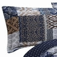 thumbnail image 2 of Mai 3 Piece King Cotton Quilt Set Patchwork Reversible Blue Rust Brown, 2 of 5