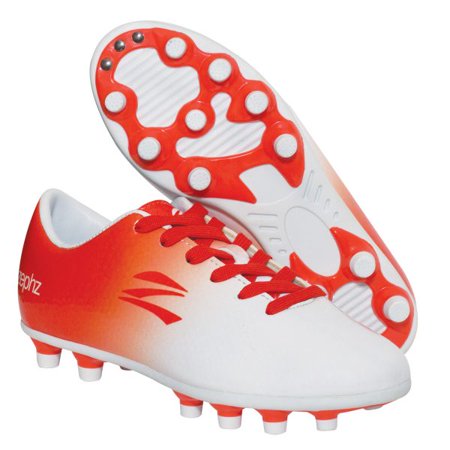 zephz Wide Traxx White/Red-Orange Soccer Cleat (Best Cleats For Wide Receivers 2019)