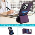 thumbnail image 5 of Case for iPhone 16 Pro Max, PU Leather + Soft TPU, Luxury Kickstand Card Slots Back Case Magnetic Ultra Slim Protective Shockproof Phone Cover for iPhone 16 Pro Max, Darkpurple, 5 of 7
