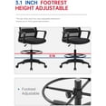 thumbnail image 2 of BestOffice Drafting Chair Tall Adjustable Height Standing, Lumbar Support Arms Footrest Mid Back Swivel Rolling Mesh for Adults Drafting Stool, Black, 2 of 7