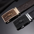 thumbnail image 5 of Men's crocodile pattern belt, automatic buckle belt, cowhide Korean version of youth leisure business belt, 5 of 5